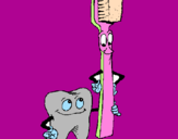 Desenho Dentes e escova de dentes pintado por maria eduarda