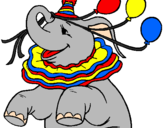 Desenho Elefante com 3 balões pintado por giullia