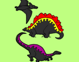 Desenho Três classes de dinossauros pintado por Pedro Henrique