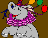 Desenho Elefante com 3 balões pintado por Amanda