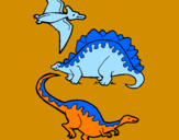 Desenho Três classes de dinossauros pintado por rodrigo