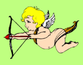 Desenho Cupido a voar pintado por Cristine Aline Lauermann
