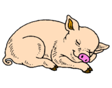 Desenho Porco a dormir pintado por anónimo