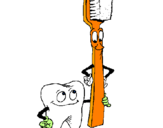 Desenho Dentes e escova de dentes pintado por mel
