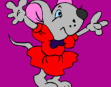 Desenho Rata com vestido pintado por maisa