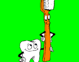 Desenho Dentes e escova de dentes pintado por mel