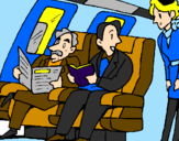 Desenho Passageiros no avião pintado por Deise