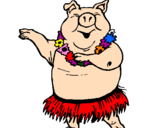 Desenho Porco havaiano pintado por raquel