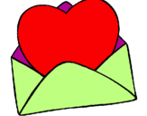 Desenho Coração num envelope pintado por AMOR