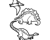 Desenho Três classes de dinossauros pintado por vinicius