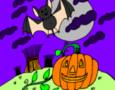 Desenho Paisagem Halloween pintado por frederico