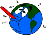 Desenho Aquecimento global pintado por Terra doente