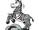 Desenho Zebra a saltar pedras pintado por zebraria