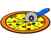 Desenho Pizza pintado por piza laranja