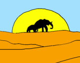 Desenho Elefante ao amanhecer pintado por klaus