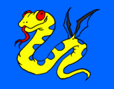 Desenho Serpente com asas pintado por guilherme