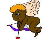 Desenho Cupido pintado por Michele e Tadeu