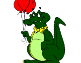 Desenho Crocodilo com balões pintado por tubarao do mauricio