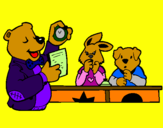 Desenho Professor urso e seus alunos pintado por gleyce kelly