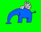 Desenho Elefante com asas pintado por rafael silva