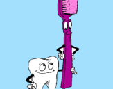 Desenho Dentes e escova de dentes pintado por LAURA SILVA DE QUEIROZ