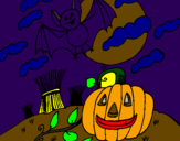 Desenho Paisagem Halloween pintado por ana leticia