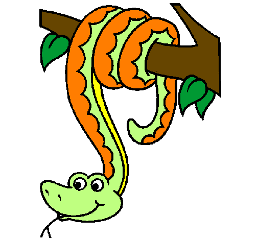 Serpente pendurada numa árvore