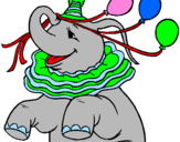 Desenho Elefante com 3 balões pintado por cooda