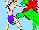 Desenho Gladiador contra leão pintado por ytallo