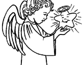 Desenho Anjo e estrela pintado por angelica