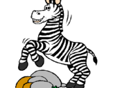 Desenho Zebra a saltar pedras pintado por be