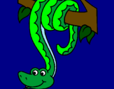 Desenho Serpente pendurada numa árvore pintado por jonatas lima rodrigues