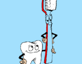 Desenho Dentes e escova de dentes pintado por JONI
