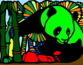Desenho Urso panda e bambu pintado por Lorenzo
