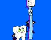 Desenho Dentes e escova de dentes pintado por tati