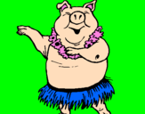 Desenho Porco havaiano pintado por rute ines