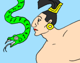 Desenho Serpente e guerreiro pintado por rafaela  kogan