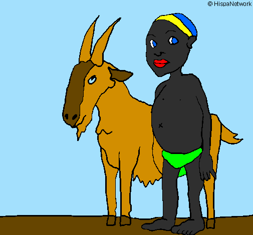 Cabra e criança africana