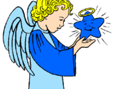 Desenho Anjo e estrela pintado por Larisse