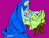 Desenho Nascimento do menino Jesús pintado por catarina