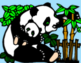 Desenho Mamã panda pintado por gabriely