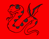 Desenho Serpente com asas pintado por k