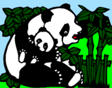 Desenho Mamã panda pintado por Larissa Bocci