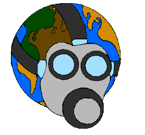 Terra com máscara de gás