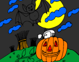 Desenho Paisagem Halloween pintado por CARLOS