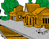 Desenho Estação de comboio pintado por CARLOS