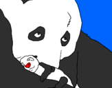 Desenho Urso panda com a sua cria pintado por lybni