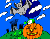 Desenho Paisagem Halloween pintado por jordanna m.