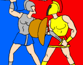 Desenho Luta de gladiadores pintado por orfeu