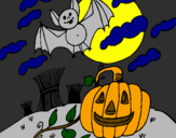 Desenho Paisagem Halloween pintado por alex fontinelly